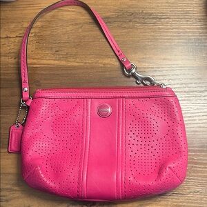 Coach Pink Leather Wristlet